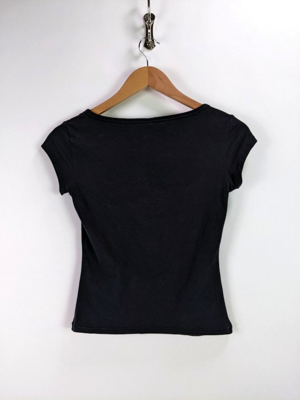 SKIMS Scoop Neck Cotton Blend Jersey T-Shirt in Black Size S - Picture 6 of 8